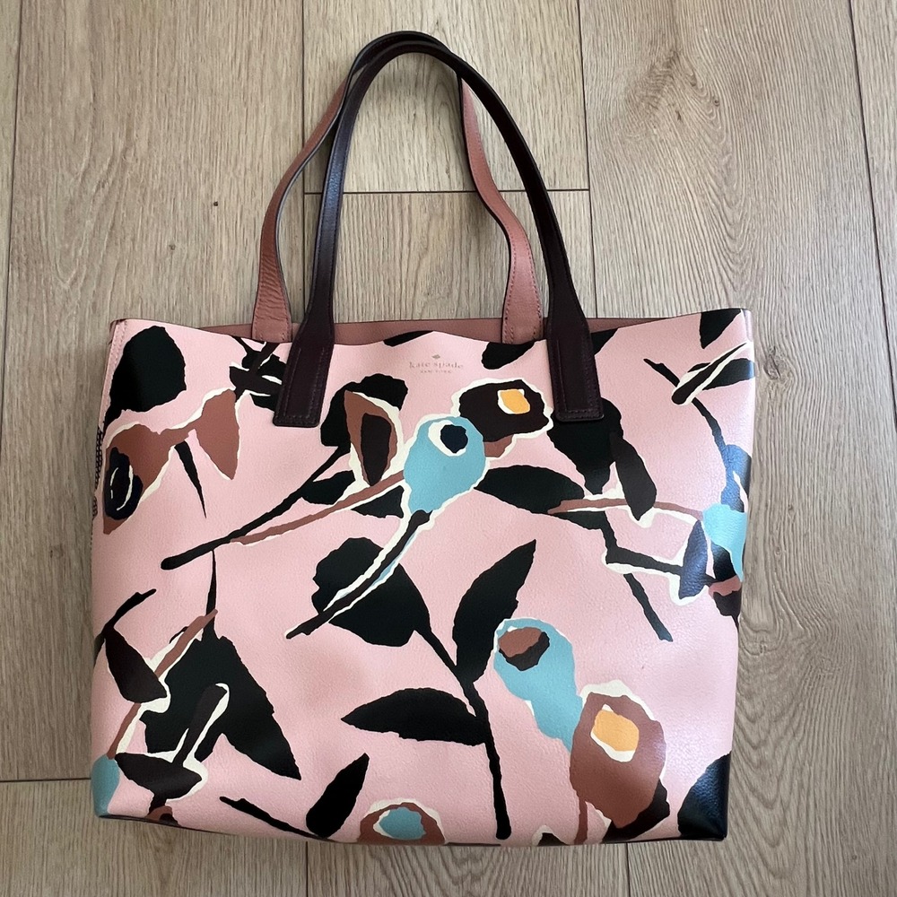 Kate Spade New York Arch Paper Rose Reversible Tote Bag.